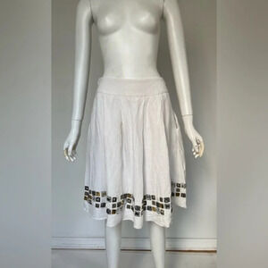 Monsoon White Rhinestone Lined  Skirt Size Medium M NWOT